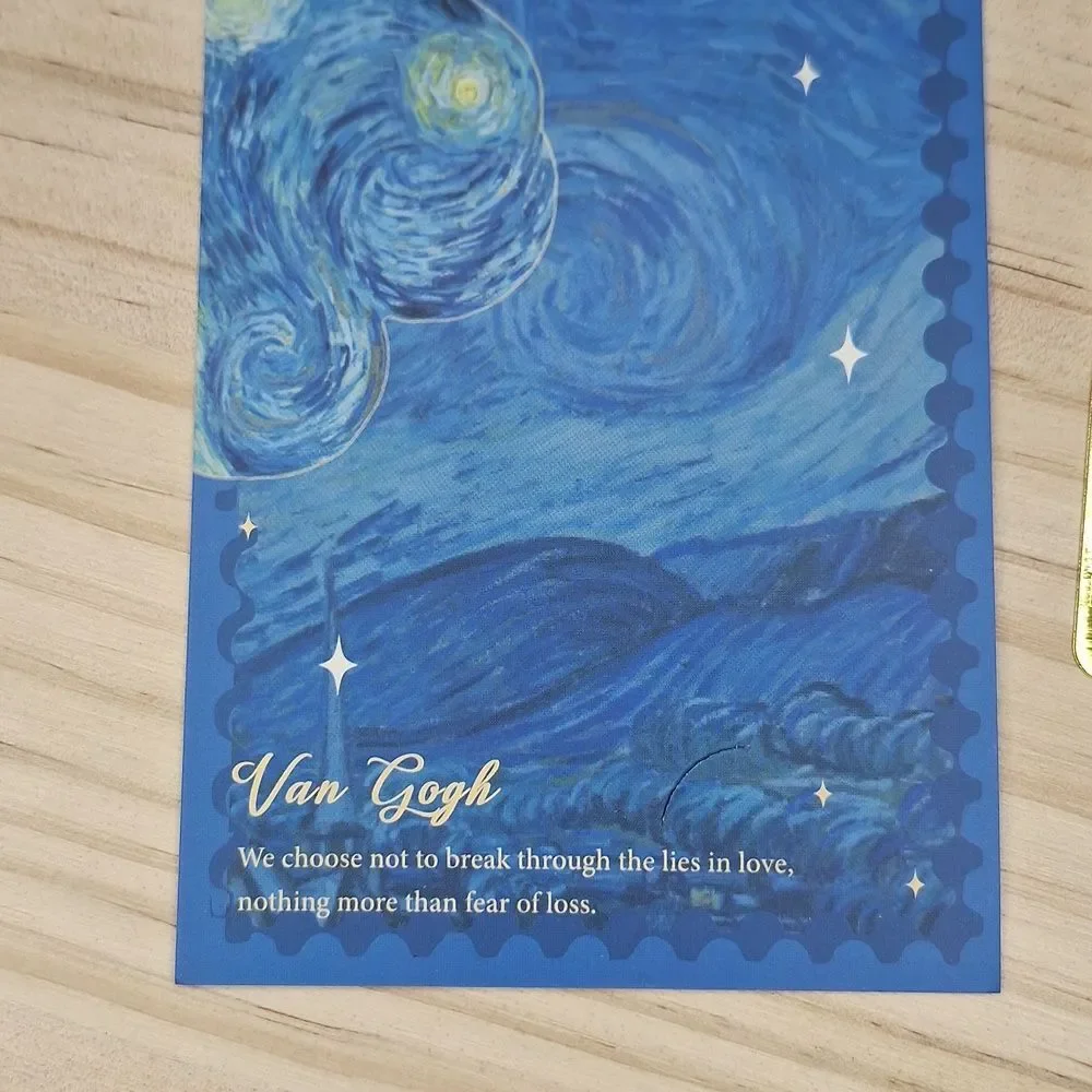 Gold Van Gogh Design Bookmark with Blue Tassel